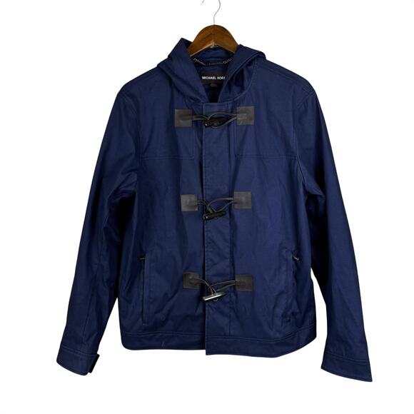 Michael Kors Men's Navy Hooded Toggle Zipper Snap 100% Cotton Jacket Coat - Picture 16 of 16